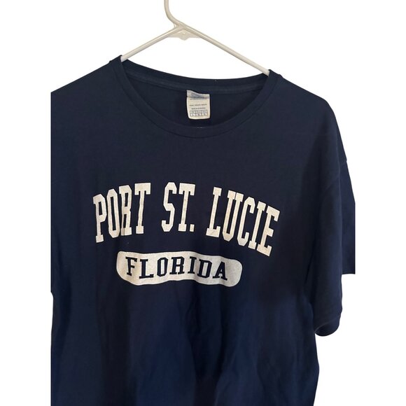 Port St. Lucie Florida on Delta Proweight tag blue and white tshirt size L - Picture 5 of 6
